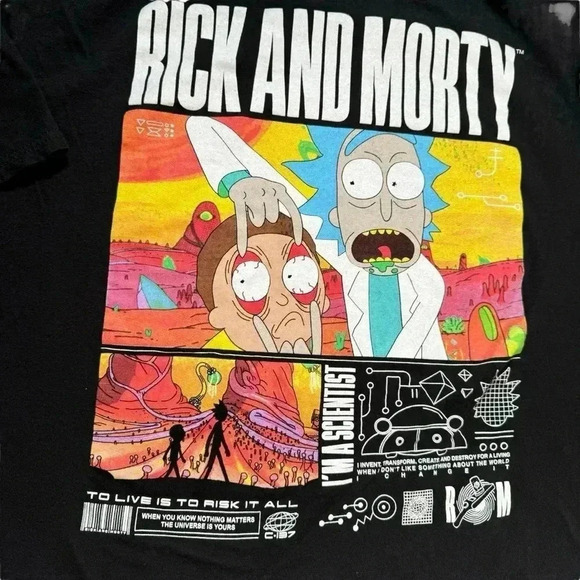 Rick And Morty Shirt Men XXL Black Cotton Crew Short Sleeve Adult Scientist - Picture 5 of 10